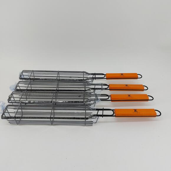 Set of 4 Klamz Barbecue Grilling Cage Basket Hotdog Grill Skewers BBQ Hot Dog - Picture 2 of 10